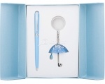 Набор подарочный Langres "Umbrella": ручка шариковая+ брелок голубой