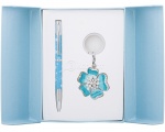 Набор подарочный Langres "Bloom": ручка шариковая+ брелок синий