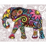 Творчество: Картина по номерам - Яркий слон (БЕЗ КОРОБКИ)