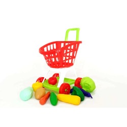 Игрушечная тележка для супермаркета с набором овощей