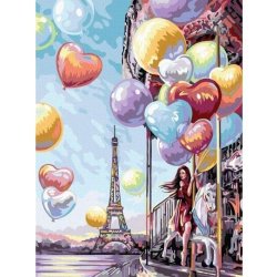 Картина по номерам  "Девушка с воздушными шарами"