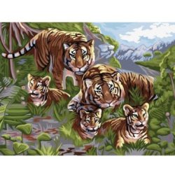 Картина по номерам  "Тигры"