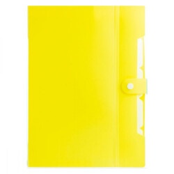 Папка-конверт пластиковая А4 Optima   на кнопке 6 отделений свело-желтая