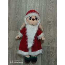 Мягкая игрушка амигуруми Заяц в костюме Деда Мороза из м/ф "Ну погоди"