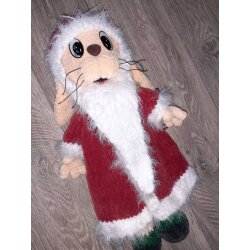 Мягкая игрушка амигуруми Заяц в костюме Деда Мороза из м/ф "Ну погоди"