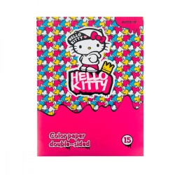 Бумага цветная  А4 15 листов Kite Hello Kitty  двухсторонняя