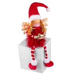 Новогодняя мягкая игрушка Novogod'ko "Девочка Ангел" в красном