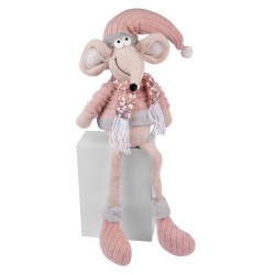 Новогодняя мягкая игрушка Novogod'ko "Мышонок Мальчик" в розовом