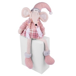 Новогодняя мягкая игрушка Novogod'ko "Мышонок Девочка"в розовом