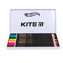 Карандаши 12 цветов Kite Hot Wheels HW21-058 в металлическом пенале
