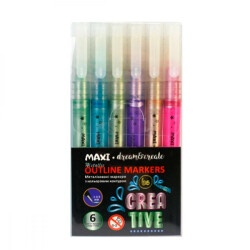 Набор маркеров 6 цветов Maxi MX15246 металлизированные с цветным контуром