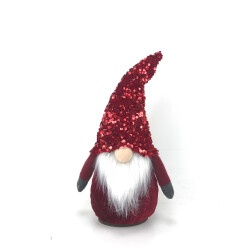 Новогодняя мягкая игрушка Novogodko "Гном", красная пайетка, 36 см, LED