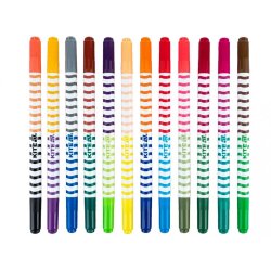 Фломастеры 12штук 24 цвета Kite Creative K-1151 двосторонние