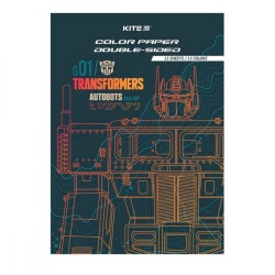 Бумага цветная А4 15л/15цветов Kite TF24-250 Transformers двухсторонняя