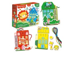 Игра-шнуровка "Fisher Price Цветные домики" рус.
