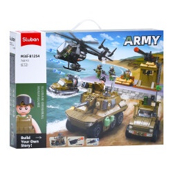 Конструктор SLUBAN Военный, транспорт, фигурки, 744 детали