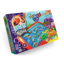 Игра настольная большая "2 в 1 "Кльова риболовля и Кинетический песок KIDSAND" укр.