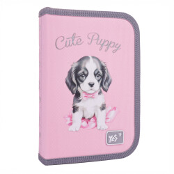 Пенал твердый одинарный с двумя клапанами "Doggy Princess"