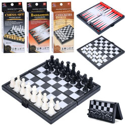 Игра настольная, магнитная, 3 вида (шахматы, шашки, нарды)