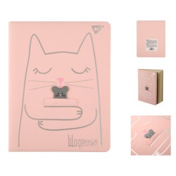 Дневник школьный YES PU, твердый, Silver cat, А5, 40 листов