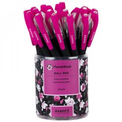 Ручка шариковая Axent Floral Black синяя