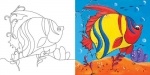 Холст с контуром "Рыбка" с красками